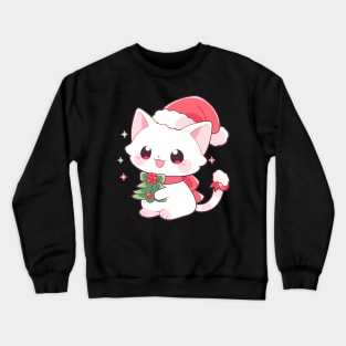 Christmas kitten in the snow Crewneck Sweatshirt